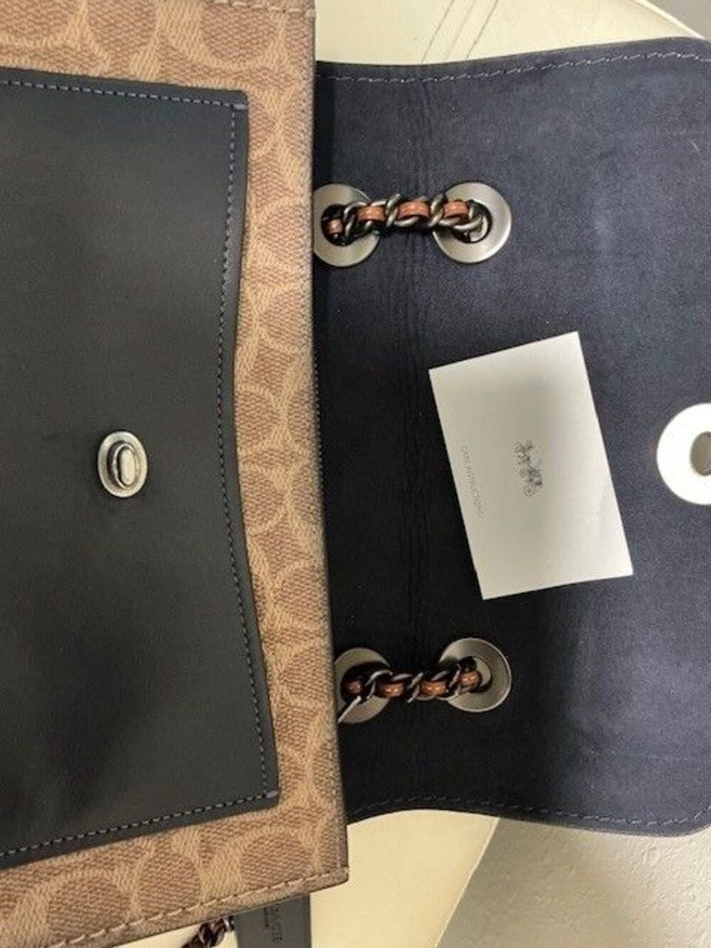 Coach Parker Tea Rose Signature Colorblock Shoulder bag &Wallet Blue Black Gold - Picture 11 of 11